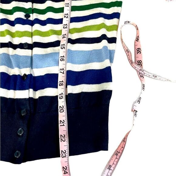 Banana Republic Striped Button Front Crewneck Cardigan Medium - Picture 9 of 13